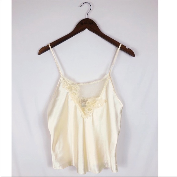 Vintage ivory satin and lace cami - Picture 2 of 3